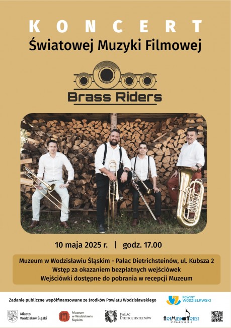 Plakat Koncert Światowej Muzyki Filmowej Brass Riders, 10 maja o&nbsp;17:00